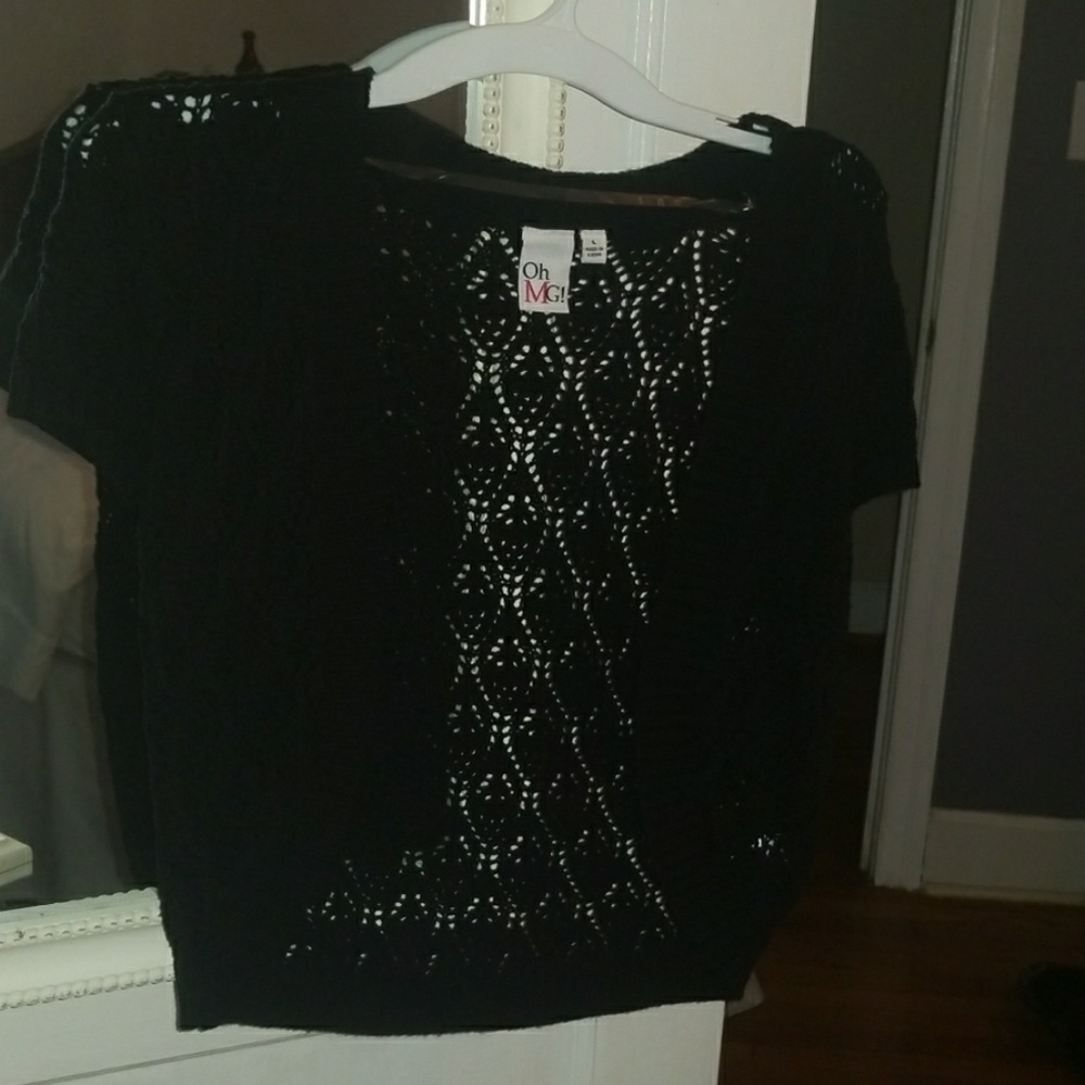 Cropped short sleeve sweater